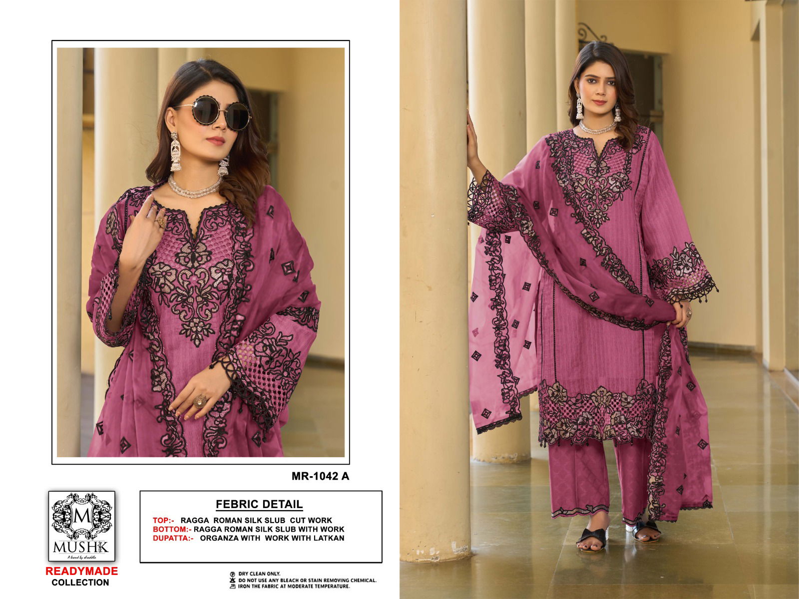 MR 1042 A To D By Mushk Raga Roman Silk Readymade Suits Wholesalers In Delhi